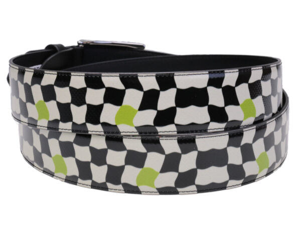 BLACK AND WHITE MEN'S BELT MADE OF LORRY TARPAULIN.