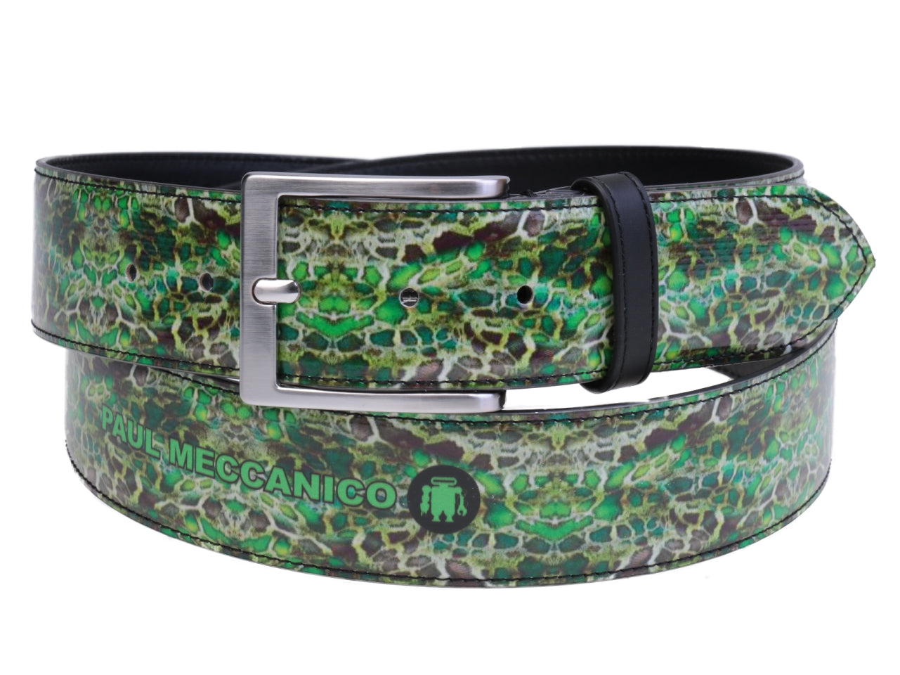 GREEN MEN'S BELT ANIMALIER FANTASY MADE OF LORRY TARPAULIN.