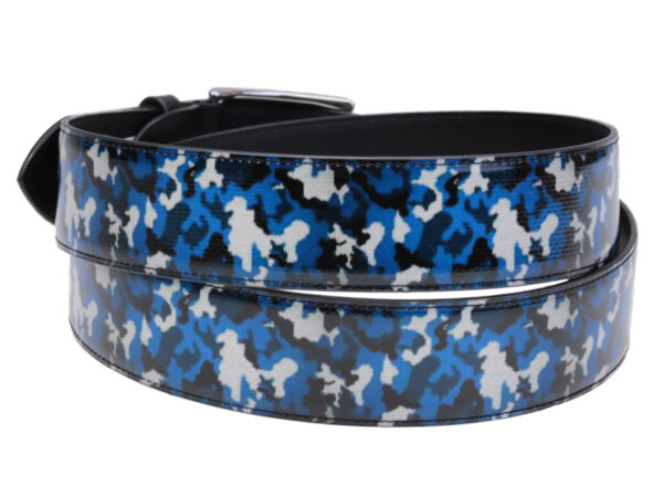 BLUE MEN'S BELT CAMOUFLAGE FANTASY MADE OF LORRY TARPAULIN.