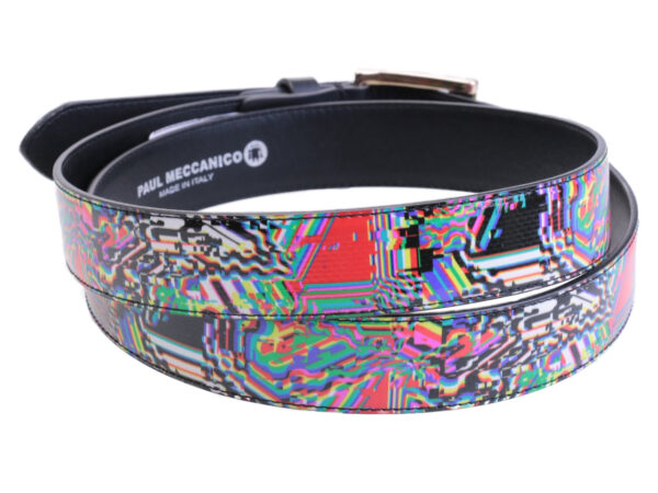 MULTICOLOR WOMEN'S BELT "NO SIGNAL" MADE OF LORRY TARPAULIN.