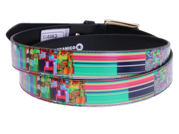 MULTICOLOR WOMEN'S BELT "PATCHWORK" MADE OF LORRY TARPAULIN.