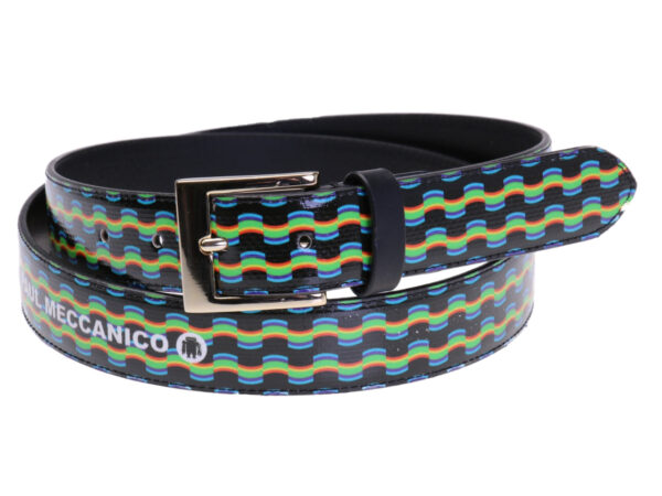 BLACK WOMEN'S BELT OPTICAL FANTASY MADE OF LORRY TARPAULIN.