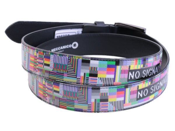 MULTICOLOR WOMEN'S BELT "NO SIGNAL" MADE OF LORRY TARPAULIN.