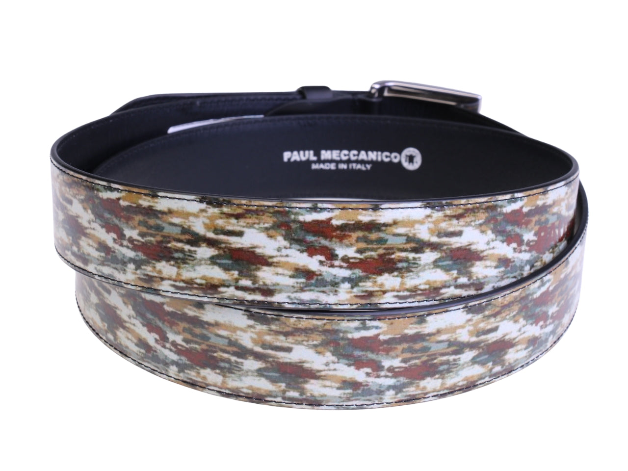 ...CINTURA DA UOMO BEIGE CON FANTASIA MIMETICA REALIZZATA CON TELONI DI CAMION.