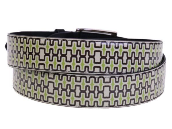 OFF WHITE MEN'S BELT WITH GEOMETRIC FANTASY MADE OF LORRY TARPAULIN.