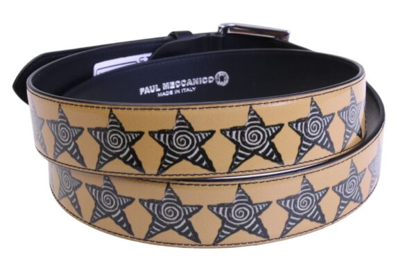 BEIGE MEN'S BELT "STARS" MADE OF LORRY TARPAULIN.