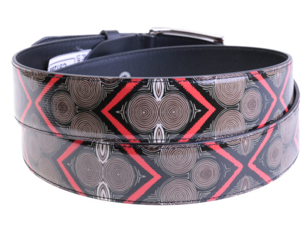 MEN'S BELT BROWN, BLACK, RED COLOURS WITH AFRO FANTASY MADE OF LORRY TARPAULIN.
