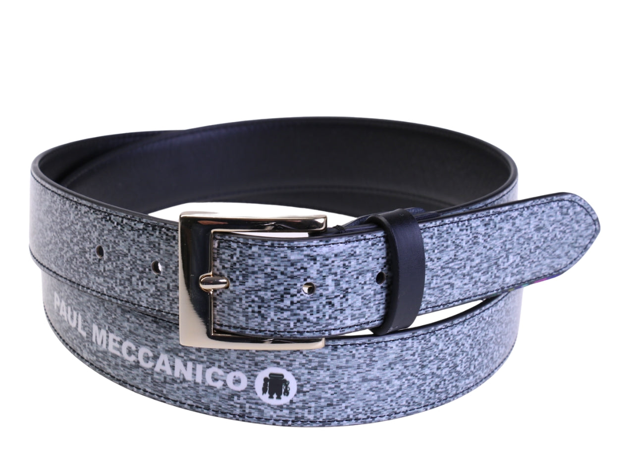 .BLACK AND WHITE WOMEN'S BELT MADE OF LORRY TARPAULIN.