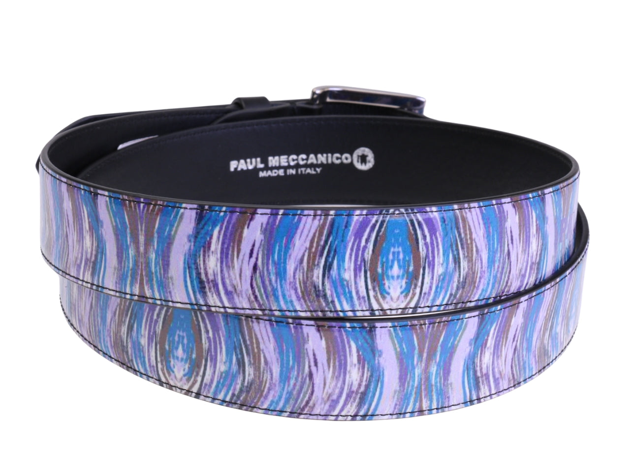 ....LILAC CINTURA DA UOMO CON FANTASIA ASTRATTA REALIZZATA CON TELONI DI CAMION.