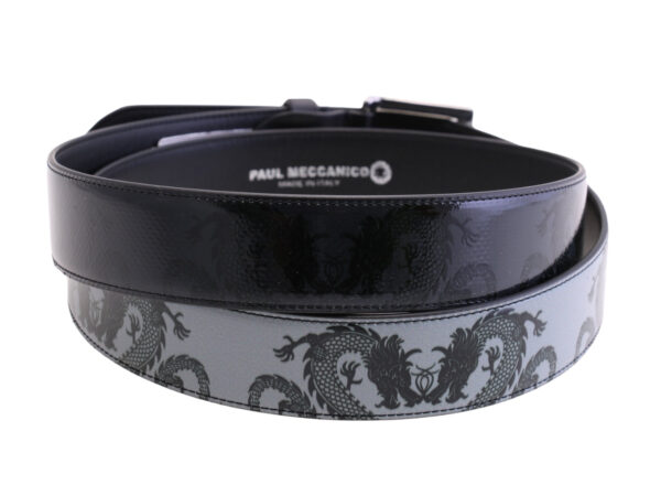 -GREY MEN'S BELT "DRAGON" MADE OF LORRY TARPAULIN.