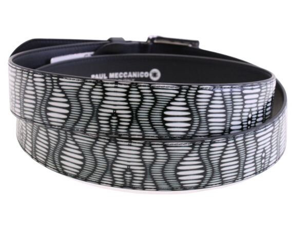 -BLACK AND WHITE MEN'S BELT MADE OF LORRY TARPAULIN.
