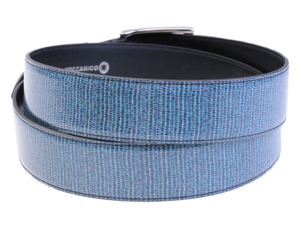 LIGHT BLUE MEN'S BELT MADE OF LORRY TARPAULIN.