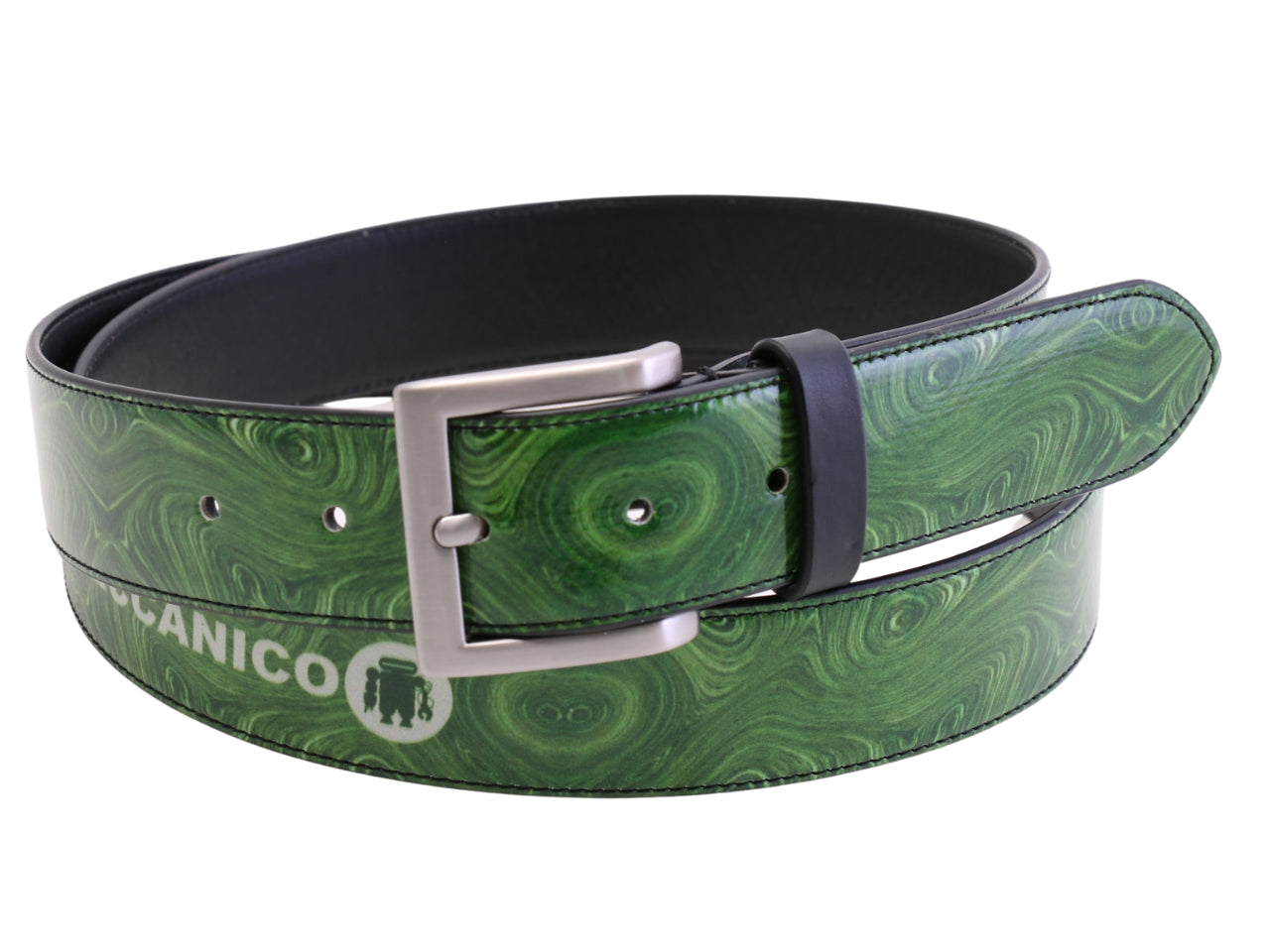 -DARK GREEN MEN'S BELT MADE OF LORRY TARPAULIN.
