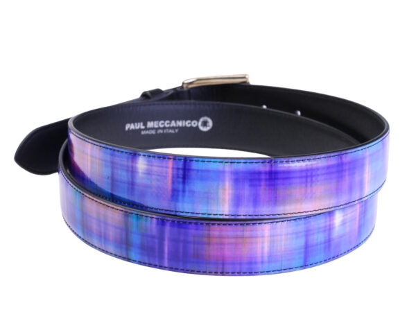 .LILAC WOMEN'S BELT WITH TIE DYE FANTASY MADE OF LORRY TARPAULIN.
