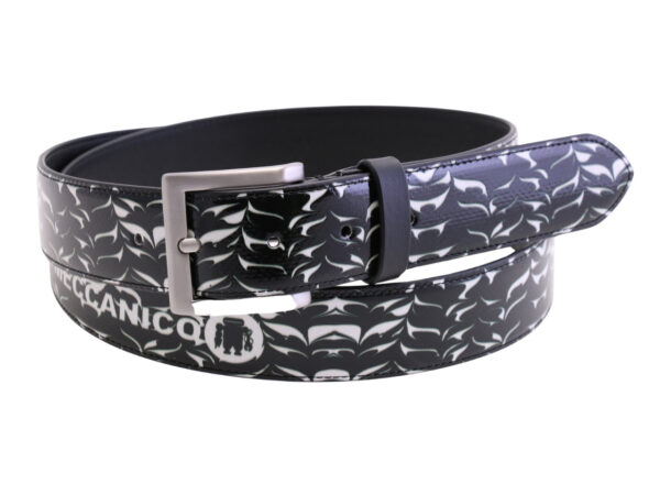 -BLACK AND WHITE MEN'S BELT MADE OF LORRY TARPAULIN.