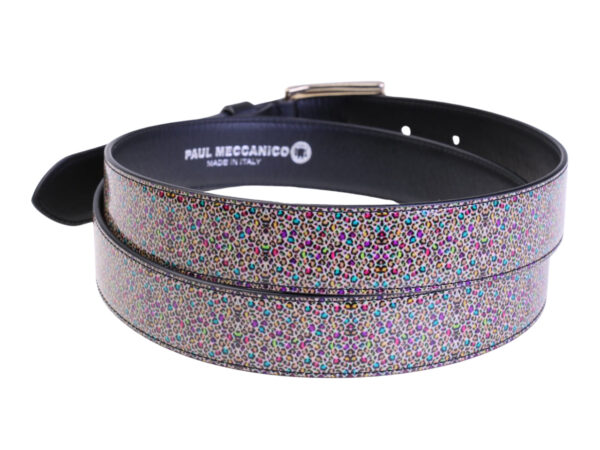 .MULTICOLOR WOMEN'S BELT WITH ANIMALIER FANTASY MADE OF LORRY TARPAULIN.