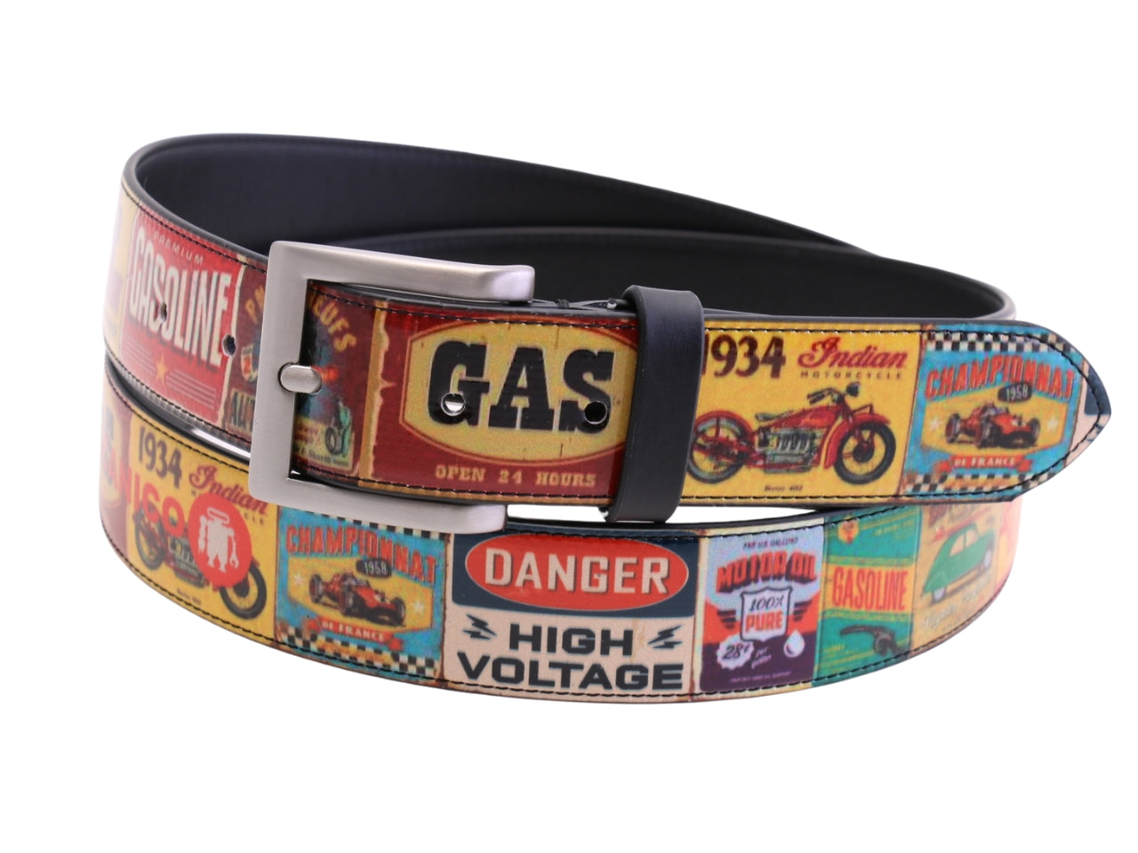 -MEN'S BELT "70'S POSTER" MADE OF LORRY TARPAULIN.