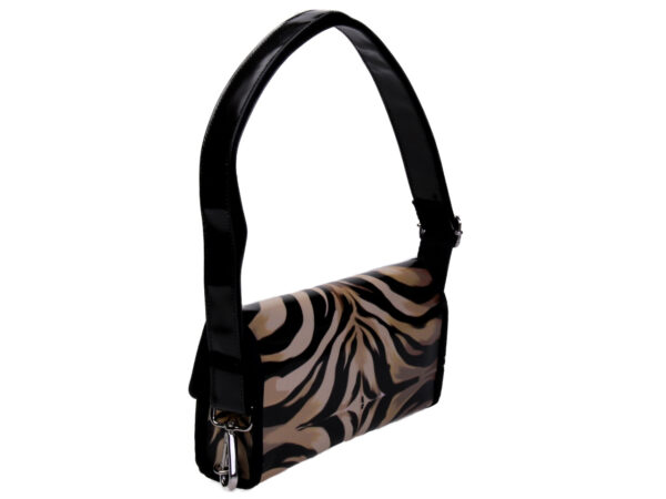 CLUTCH BAG BEIGE AND BLACK ANIMALIER FANTASY. MODEL CANDY MADE OF LORRY TARPAULIN.