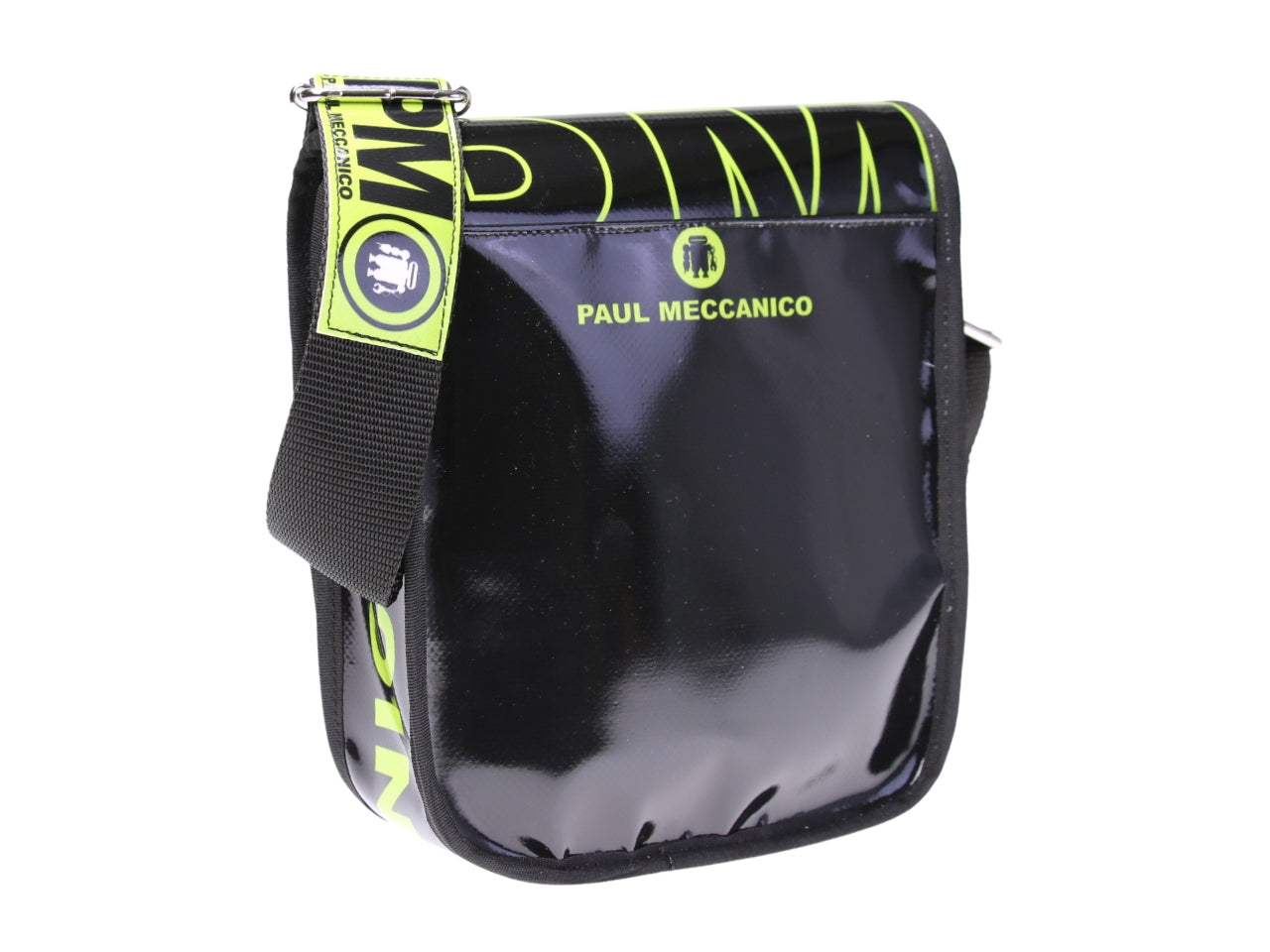 ...BORSA CROSSBODY NERA E LIME. MODELLO MIPOK IN TELONE DA CAMION.