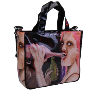 TOTE BAG "FIESTA" BY PAUL ALBERT DARI. MODEL GLAM MADE OF LORRY TARPAULIN. BOOK "LA PITTURA E' DONNA INCLUDED IN THE PRICE"
