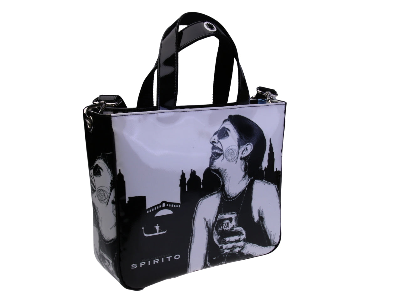 .TOTE BAG "VENEZIA" BY PAUL ALBERT DARI. MODEL GLAM MADE OF LORRY TARPAULIN. BOOK "LA PITTURA E' DONNA INCLUDED IN THE PRICE"