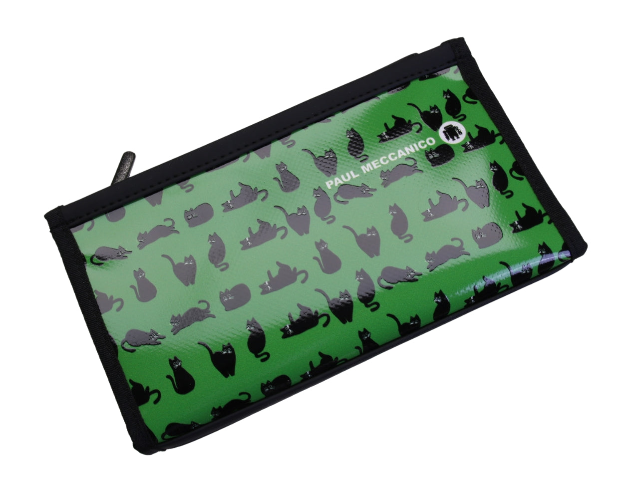 GREEN LARGE WOMEN'S WALLET "CATS". MODEL PIT MADE OF LORRY TARPAULIN.
