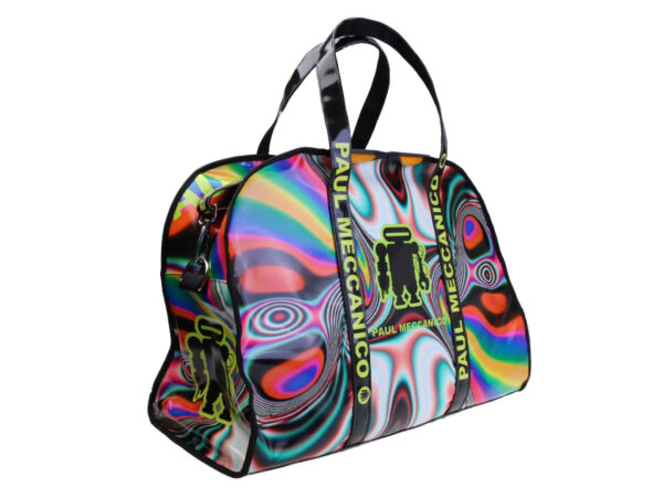 MULTICOLOR LARGE TRAVEL OR SPORTS BAG TIE DYE FANTASY. MODEL RAID MADE OF LORRY TARPAULIN.