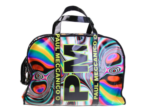 MULTICOLOR LARGE TRAVEL OR SPORTS BAG TIE DYE FANTASY. MODEL RAID MADE OF LORRY TARPAULIN.
