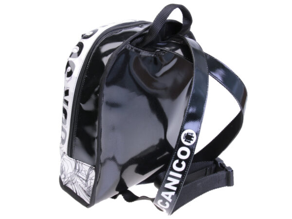 BLACK AND WHITE BACKPACK "STOP AND THINK". MODEL SUPERINO MADE OF LORRY TARPAULIN. - Limited Edition Paul Meccanico