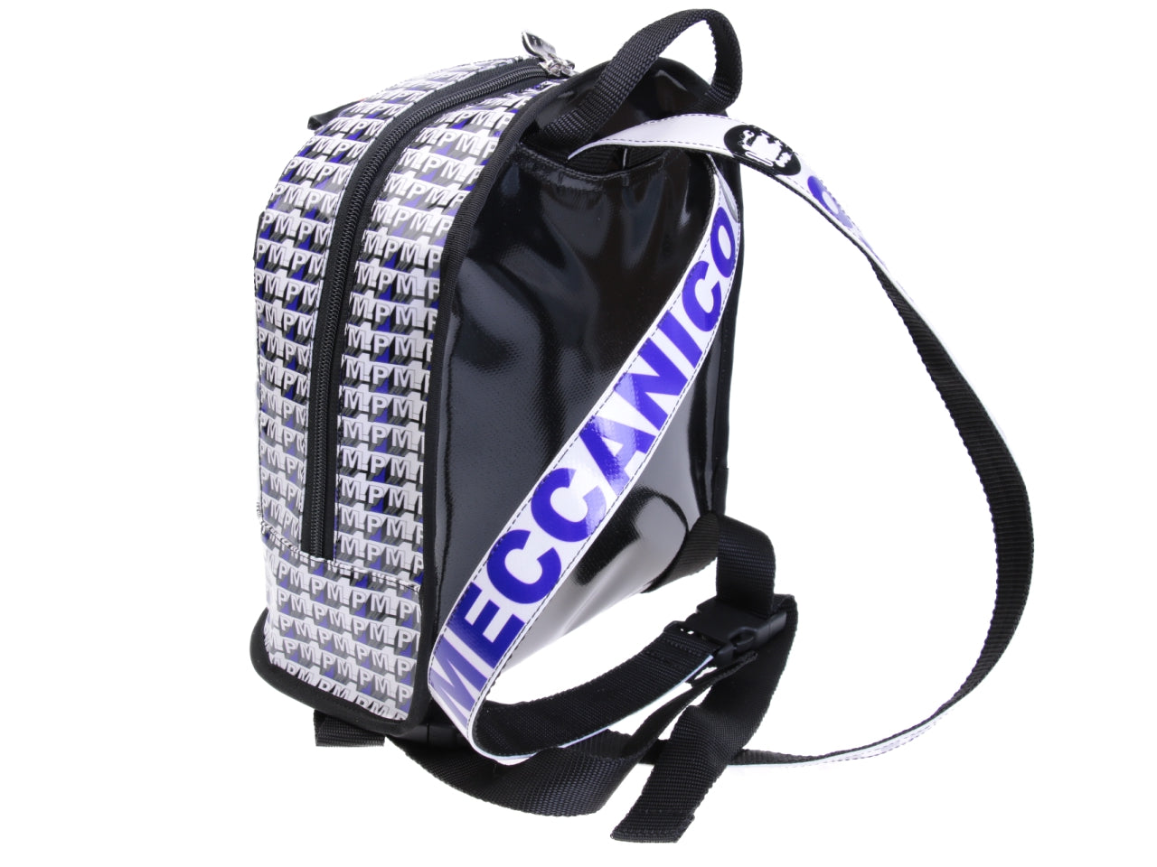 ZAINO BIANCO, GRIGIO E ROYAL. MODELLO SUPERINO REALIZZATO CON TELONI DI CAMION. - Edizione limitata Paul Meccanico