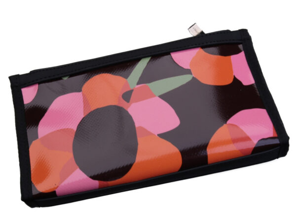 DARK BROWN LARGE WOMEN'S WALLET WITH FLORAL FANTASY. MODEL PIT MADE OF LORRY TARPAULIN. - Limited Edition Paul Meccanico