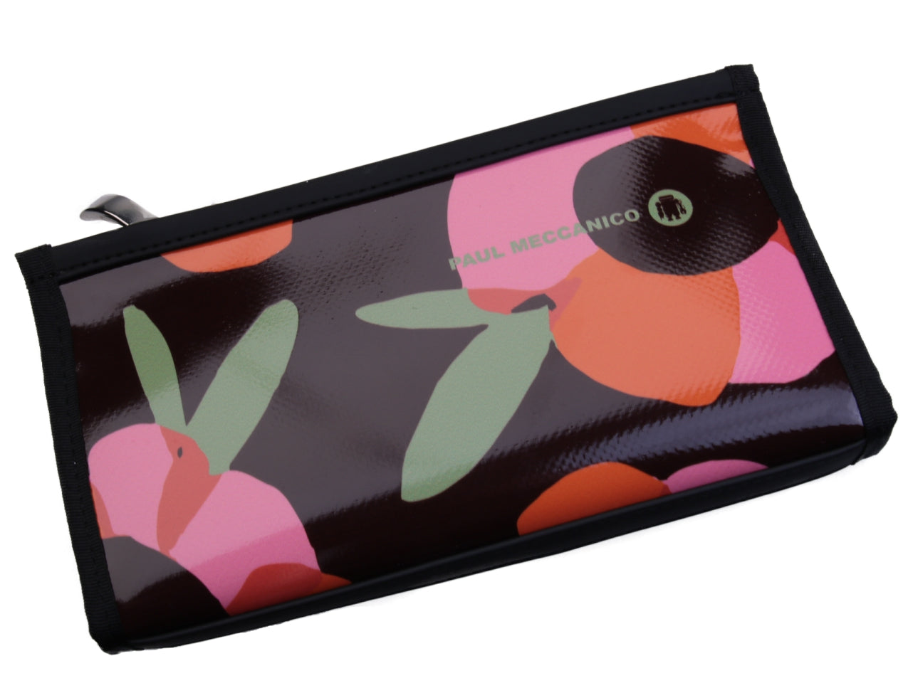DARK BROWN LARGE WOMEN'S WALLET WITH FLORAL FANTASY. MODEL PIT MADE OF LORRY TARPAULIN. - Limited Edition Paul Meccanico