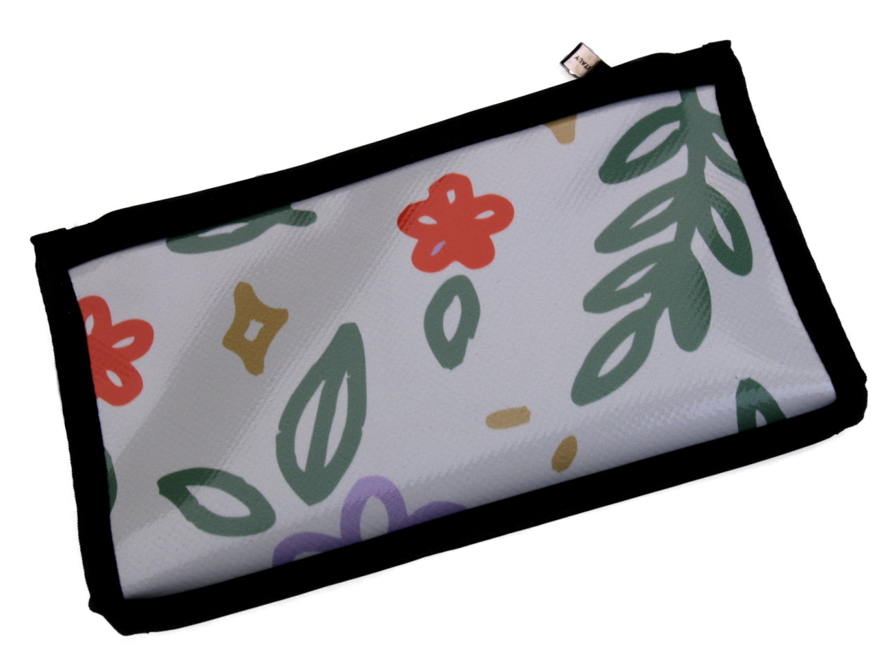 PORTAFOGLIO GRANDE DA DONNA BEIGE CON FANTASIA FLOREALE. FOSSA MODELLO REALIZZATA CON TELONI DI CAMION. - Edizione limitata Paul Meccanico