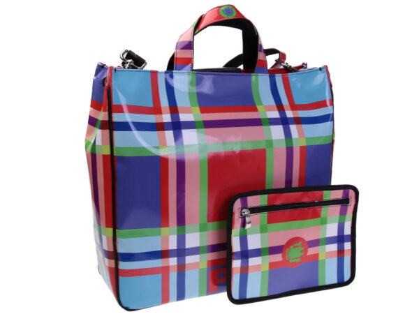 MAXI TOTE BAG MADRAS FANTASY. MODEL AIRSTONE MADE OF LORRY TARPAULIN. - Unique Pieces Paul Meccanico