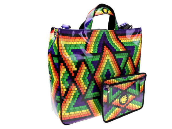 MAXI TOTE BAG MULTICOLOR PIXEL FANTASY. MODEL AIRSTONE MADE OF LORRY TARPAULIN. - Unique Pieces Paul Meccanico