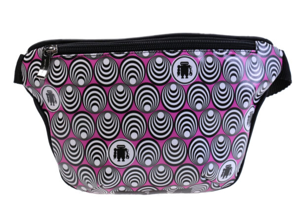 PINK WAIST BAG WITH OPTICAL FANTASY. MODEL FLEX MADE OF LORRY TARPAULIN. - Limited Edition Paul Meccanico