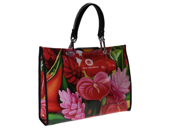 SHOPPER FLORAL FANTASY WITH HANDLE AND SHOULDER STRAP. MODEL PEPE MADE OF LORRY TARPAULIN - Unique Pieces Paul Meccanico