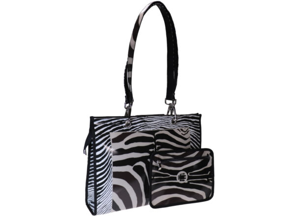 SHOPPER ZEBRA FANTASY WITH HANDLE AND SHOULDER STRAP. MODEL PEPE MADE OF LORRY TARPAULIN. - Unique Pieces Paul Meccanico