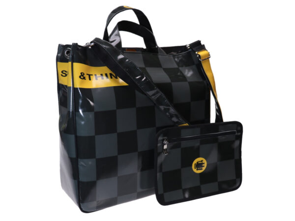 MAXI TOTE DARK GREEN CHESS FANTASY. MODEL AIRSTONE MADE OF LORRY TARPAULIN. - Unique Pieces Paul Meccanico