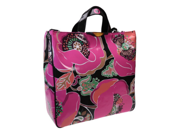 MAXI TOTE BAG COLOURFUL FLORAL FANTASY. MODEL AIRSTONE MADE OF LORRY TARPAULIN. - Unique Pieces Paul Meccanico