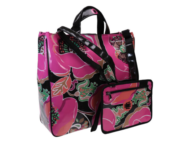 MAXI TOTE BAG COLOURFUL FLORAL FANTASY. MODEL AIRSTONE MADE OF LORRY TARPAULIN. - Unique Pieces Paul Meccanico