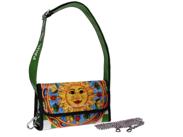 CLUTCH BAG "SICILIAN CARRI" STYLE. MODEL CANDY MADE OF LORRY TARPAULIN. - Limited Edition Paul Meccanico