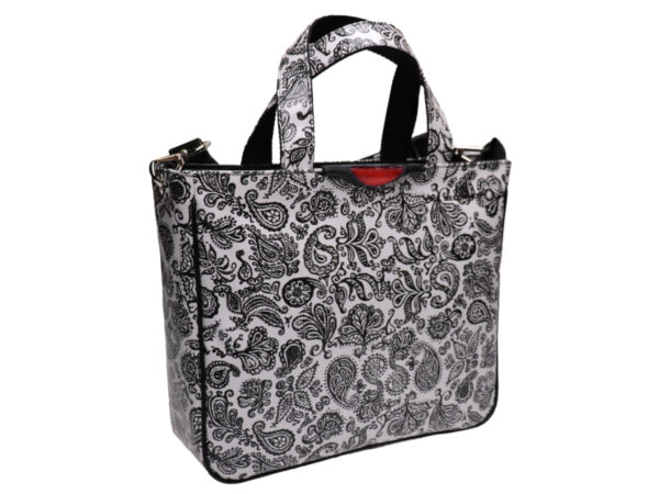BLACK AND WHITE TOTE BAG PAISLEY FANTASY. MODEL GLAM MADE OF LORRY TARPAULIN. - Unique Pieces Paul Meccanico