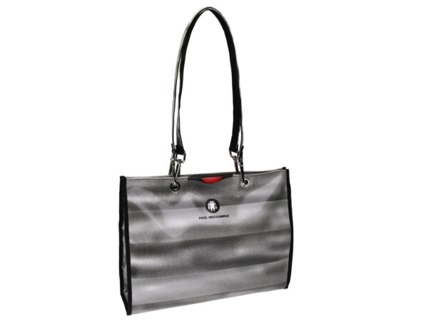 SHOPPER BAG GREY WITH SFUMATO EFFECT. MODEL PEPE MADE OF LORRY TARPAULIN. - Unique Pieces Paul Meccanico