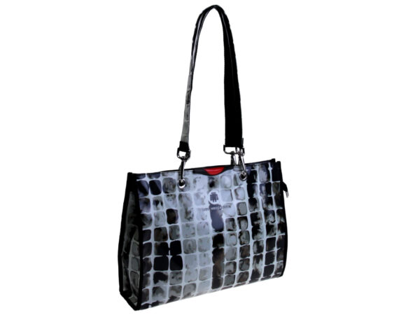 SHOPPER BAG BLACK AND ICE. MODEL PEPE MADE OF LORRY TARPAULIN. - Unique Pieces Paul Meccanico