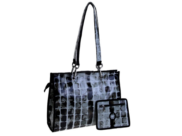 SHOPPER BAG BLACK AND ICE. MODEL PEPE MADE OF LORRY TARPAULIN. - Unique Pieces Paul Meccanico