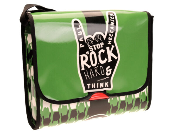 CROSSBODY BAG GREEN "ROCK". MODEL BREAK MADE OF LORRY TARPAULIN. - Unique Pieces Paul Meccanico