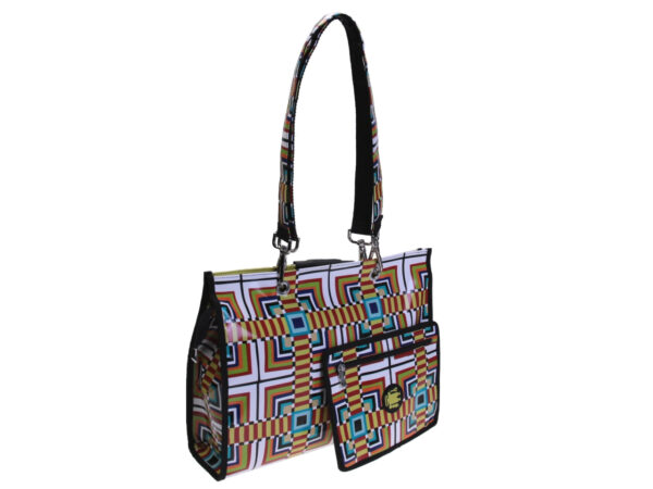 SHOPPER BAG MULTICOLOR GEOMETRIC FANTASY. MODEL PEPE MADE OF LORRY TARPAULIN. - Unique Pieces Paul Meccanico