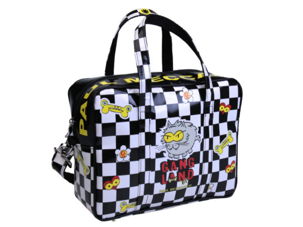RECTANGULAR WOMEN'S BAG "GANG LAND" WITH CHESS FANTASY. MODEL PINCA MADE OF LORRY TARPAULIN. - Unique Pieces Paul Meccanico