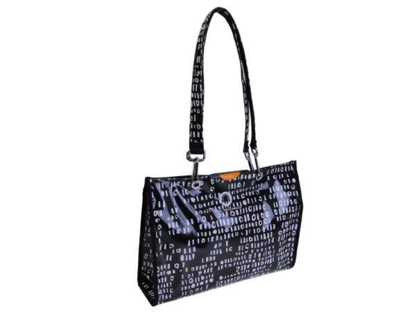 SHOPPER BAG BLACK AND WHITE "AFRO" STYLE. MODEL PEPE MADE OF LORRY TARPAULIN.